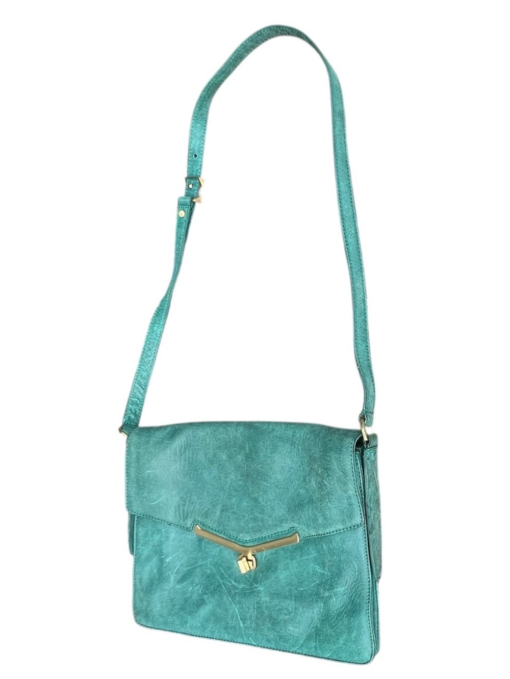 Botkier Valentina green leather fold over shoulder or crossbody bag - Picture 2 of 16